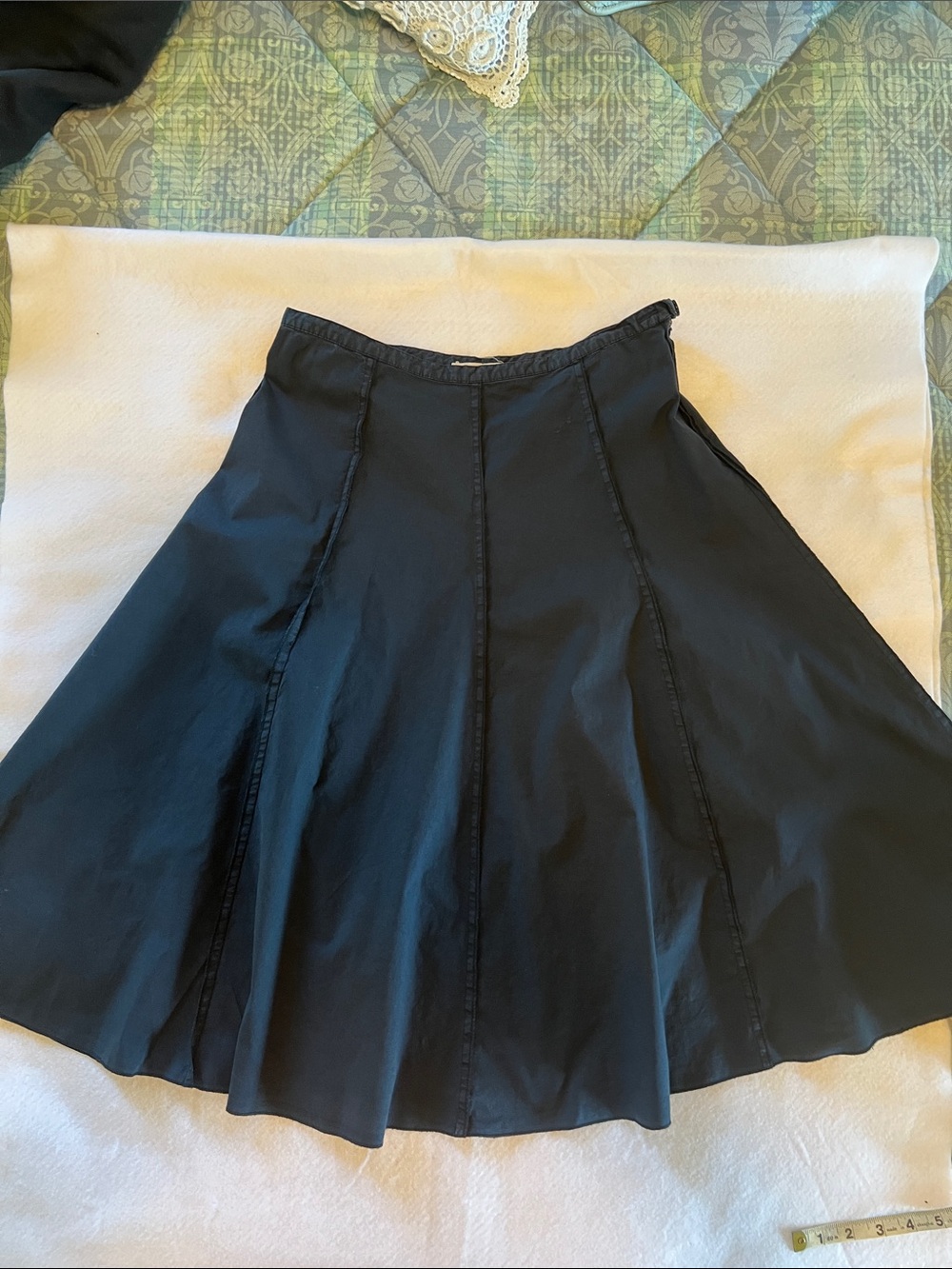 Swirly A-Line Navy Skirt with Panel Seams